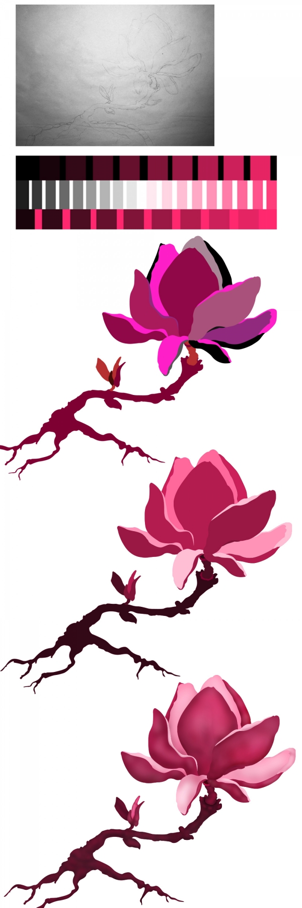 Creation of magnolia tree: Step 2